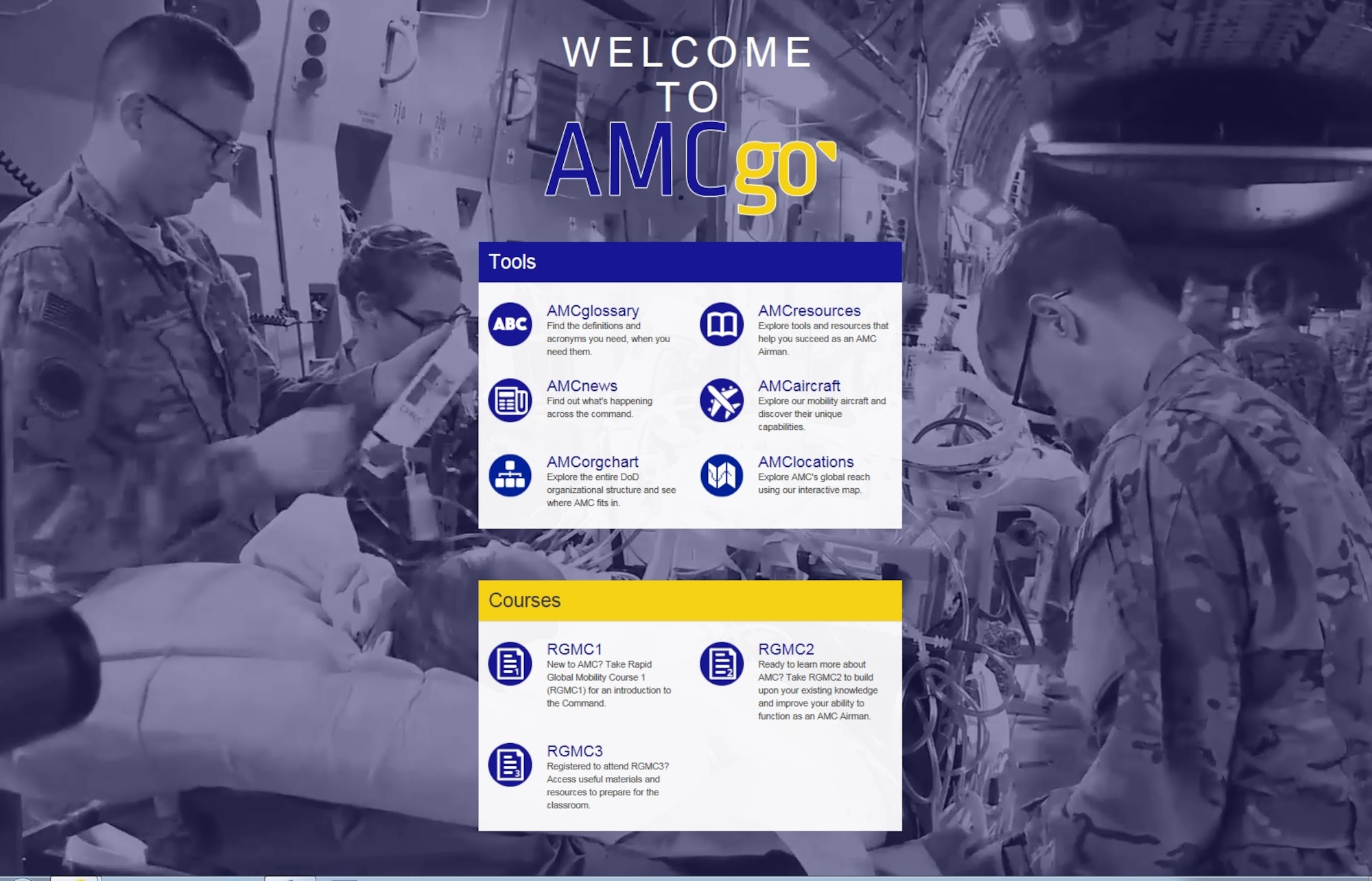 The AMCgo app is an on-the-go resource for Mobility information. The homepage can be visited at https://amcgo-staging.learning-transformation.com/ 