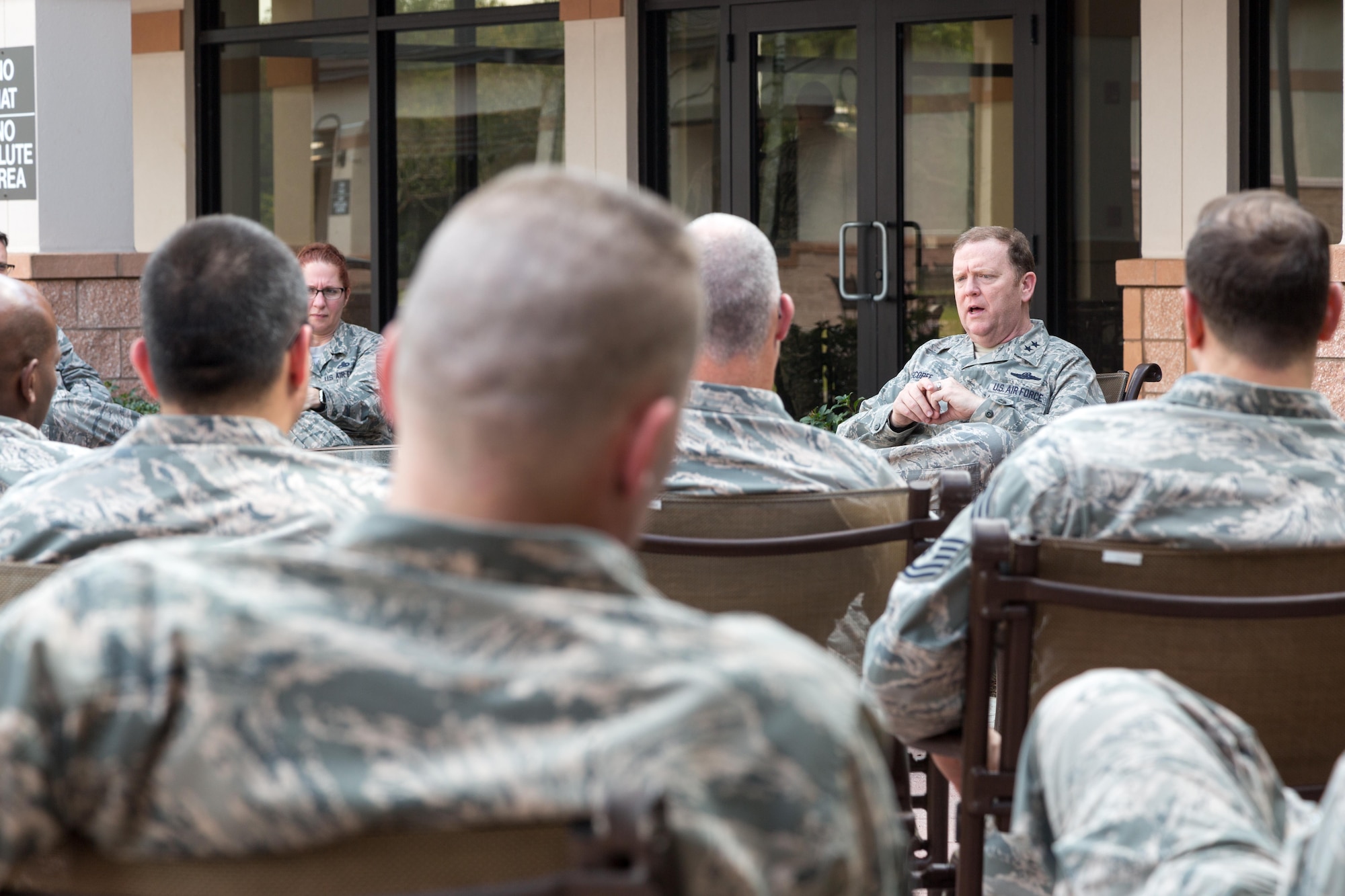 Major General Richard Scobee, Tenth Air Force Commander, sat down with the command chiefs and group superintendents to get their perspective on various issues throughout the command.