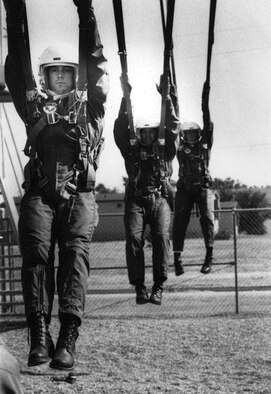Student pilots in parachute training on Laughlin Air Force Base, Texas, in 1989. (Courtesy photo)