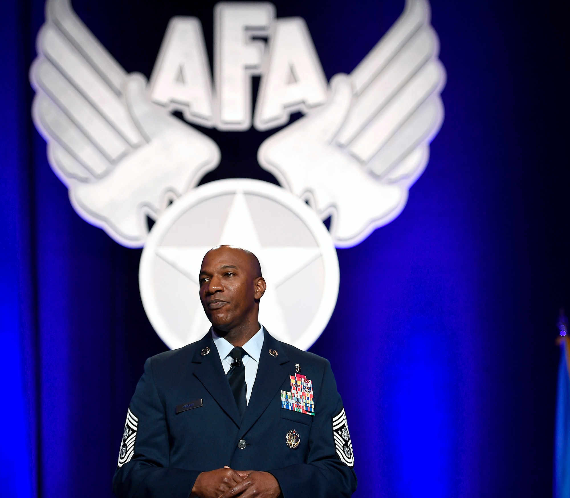 Chief Master Sgt. of the Air Force Kaleth O. Wright speaks about leading Airmen at the Air Force Association Air Warfare Symposium March 2, 2017, in Orlando, Fla. (U.S. Air Force photo/Scott M. Ash)