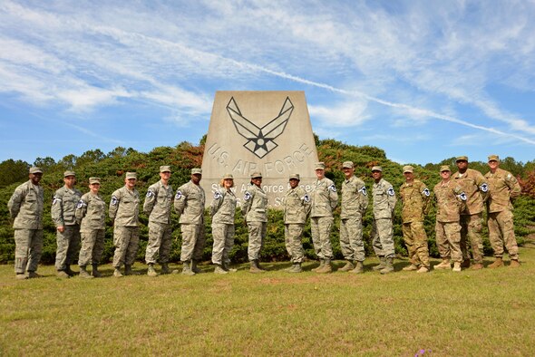 U.S. Air Force master sergeants selected for promotion to senior master sergeant gather for a group photo at Shaw Air Force Base, S.C., March 2, 2017. Of the 11,788 eligible master sergeants throughout the Air Force, 1,391 were selected for promotion, making the selection rate 11.8 percent. (U.S. Air Force photo by Airman 1st Class Kathryn R.C. Reaves)
