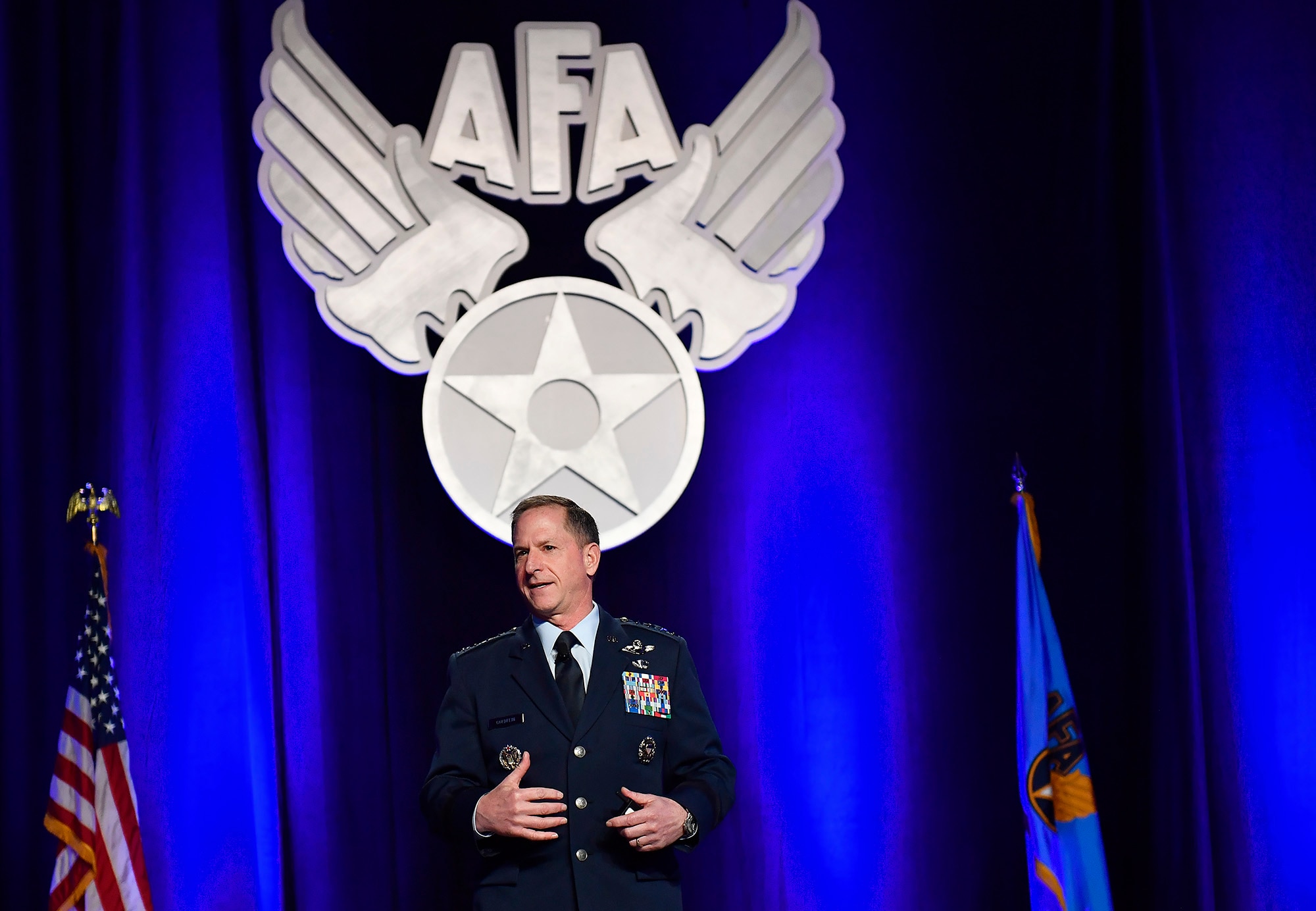 Air Force Chief of Staff Gen. David L. Goldfein gives his "Air Force Update," at the Air Force Association Air Warfare Symposium March 2, 2017, in Orlando, Fla. (U.S. Air Force photo/Scott M. Ash)