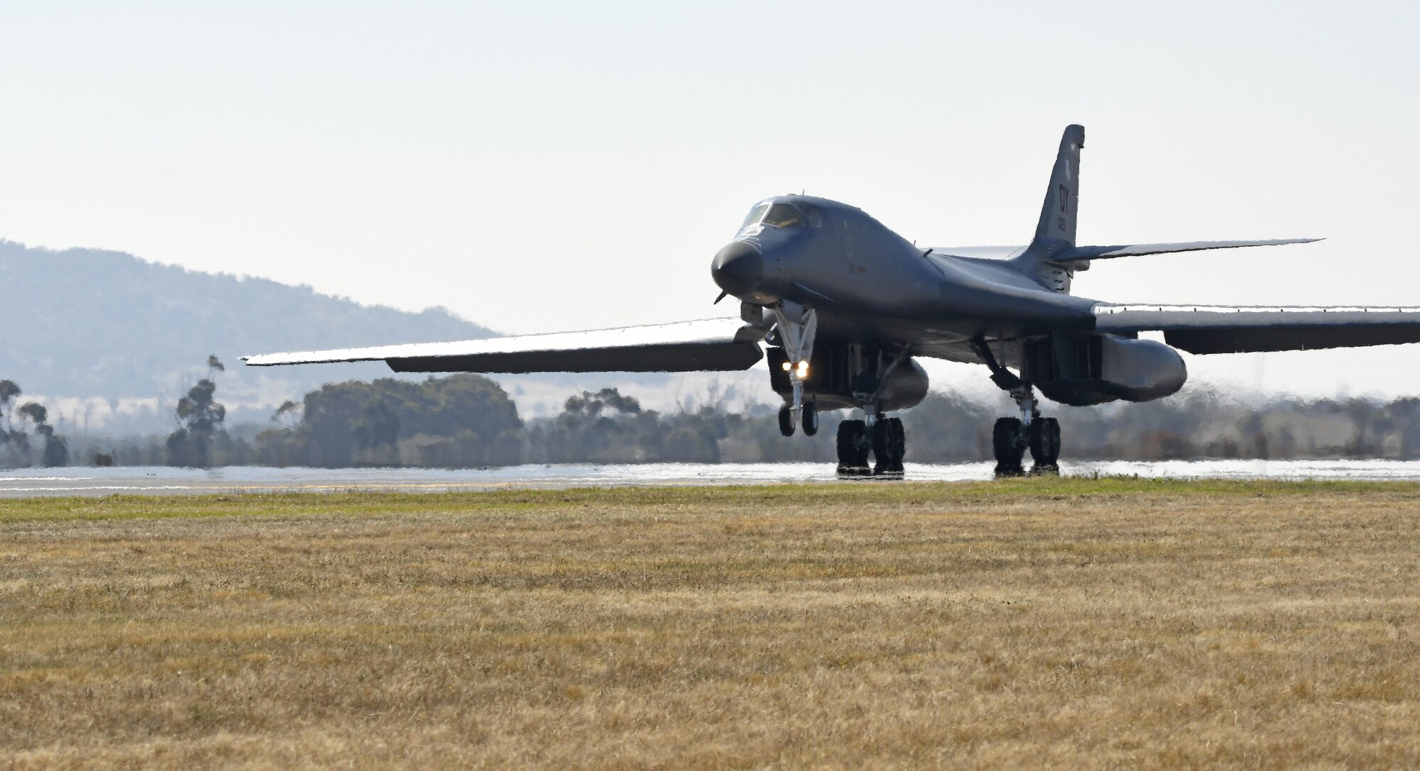 A U.S. Air Force B-1B Lancer bomber aircraft lands at Avalon Airport, Geelong, Australia, March 1, 2017. The B-1B is participating in the Australian International Airshow and Aerospace & Defence Exposition (AVALON), the largest, most comprehensive aerial event of its kind in the Southern Hemisphere. While at AVALON, the B-1B will be on static display for airshow participants. This is the first time B-1s have landed in Australia while deployed in support of U.S. Pacific Command’s Continuous Bomber Presence mission. The U.S. conducts CBP operations routinely by forward deploying bombers into the region as a deterrence capability supporting security and allies and partners in the Indo-Asia-Pacific. Bombers and aircrew commonly participate in combined exercises and operations during CBP deployments. AVALON 2017 provided an ideal forum for the U.S. to showcase the B-1B’s capabilities to our allies, partners and citizens of the Pacific. (U.S. Air Force photo by Master Sgt. John Gordinier)