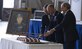 Col. Ryan Samuelson, the 92nd Air Refueling Wing commander, David Condon, the Spokane mayor and Todd Mielke, the Greater Spokane Incorporated CEO, perform a ceremonial cake cutting during Fairchild Air Force Base’s 75th anniversary event, March 1, 2017. The relationship between Team Fairchild and the community has been beneficial for both, having provided for each other opportunities for recognition and support through events that have taken place in the past 75 years. (U.S. Air Force photo/Airman 1st Class Sean Campbell)