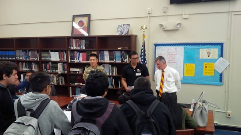 At Pasadena's John Muir High School, about 250 students, from freshmen to seniors, took part in STEM activities Feb. 23 to help them discover the opportunities for a future in the engineering profession. A variety of public agencies and private companies assisted in the program that helps students develop resumes, study reverse engineering, conduct mock interviews and defend science projects from concept to reality.