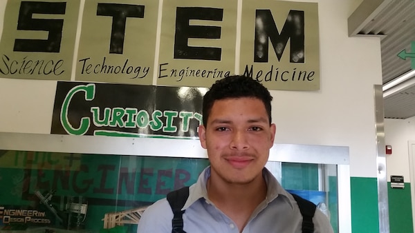 Joshua Ramirez, a student at the STEM Academy of Hollywood, had presented his project to Maj. Scotty Autin during Senior Defense on Feb. 23. “I had to find artifacts from all four years of my attendance and based on four major principles show what we learned.” 