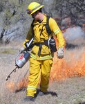 A firefighter sets fire to vegetation at Joint Base San Antonio-Camp Bullis during a controlled burn Feb. 23. Firefighters burned more than 600 acres of vegetation at the installation during a three-day period, from Feb. 22-24, in an effort to prevent wildfires from occurring. The controlled burn was a joint effort between the 502nd Civil Engineering Squadron at JBSA, the U.S. Fish and Wildlife Service, JBSA Fire Emergency Services and area firefighters.