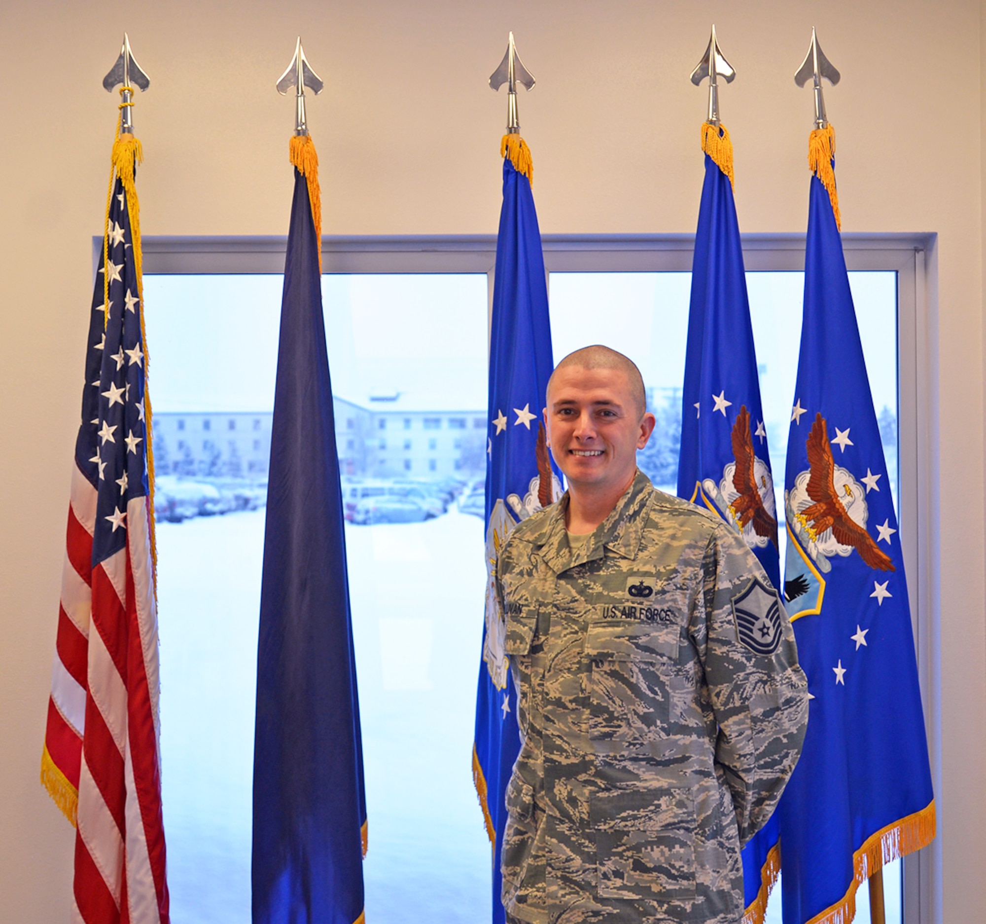 Master Sgt. John Sullivan arrives at Joint Base Elmendorf-Richardson, Alaska as the new U.S. Air Force Recruiting Command in-service recruiter Feb. 09, 2017.