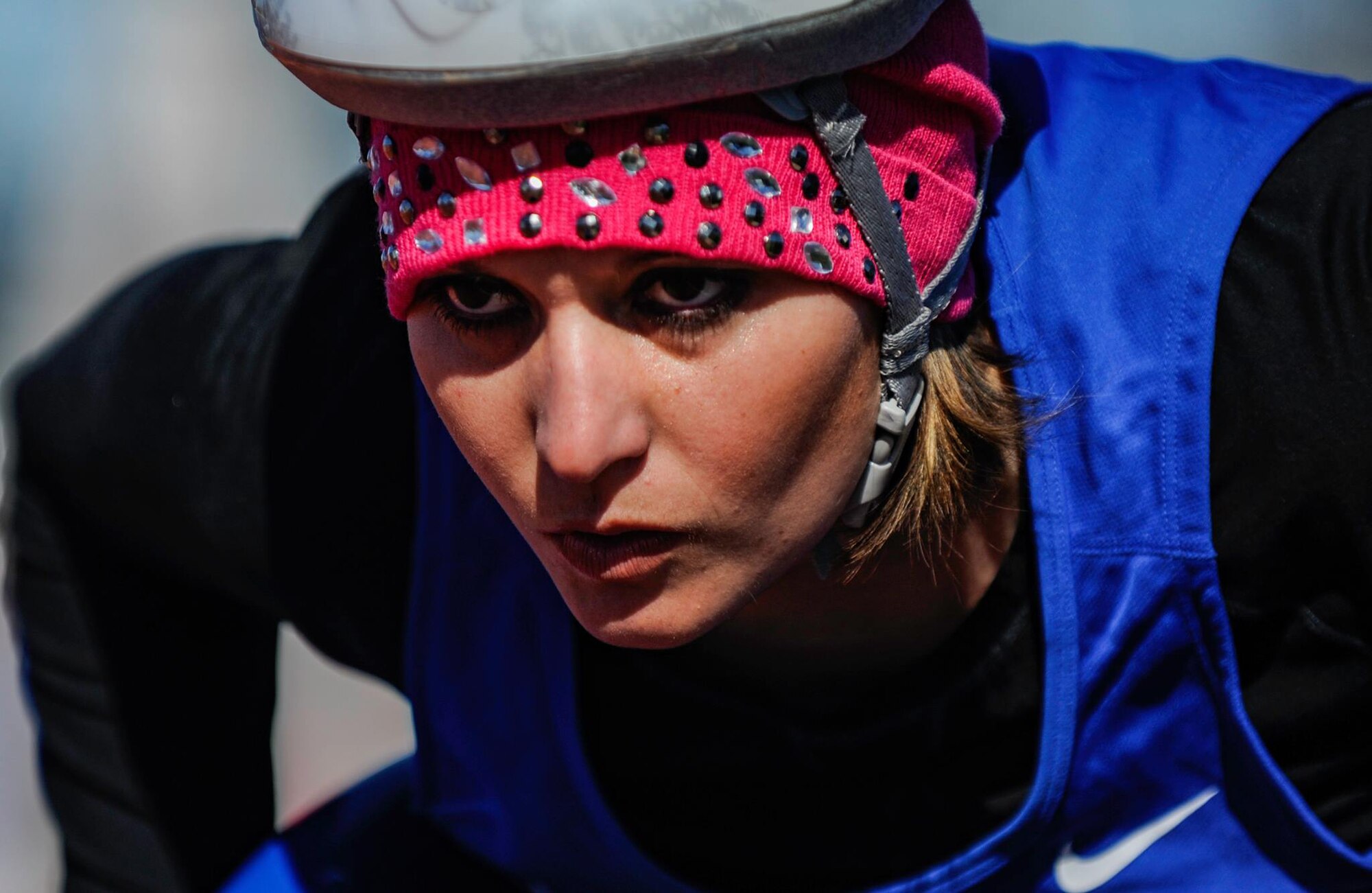 Ashley Crites, Air Force Wounded Warrior Trials competitor, waits to hear the starter’s pistol before the 400-meter cycling competition of the AFW2 at Nellis Air Force Base, Nev., Feb. 28, 2017. The AFW2 Program's goal is to assist injured, ill and wounded-in-action Airmen. (U.S. Air Force photo by Airman 1st Class Kevin Tanenbaum/Released)