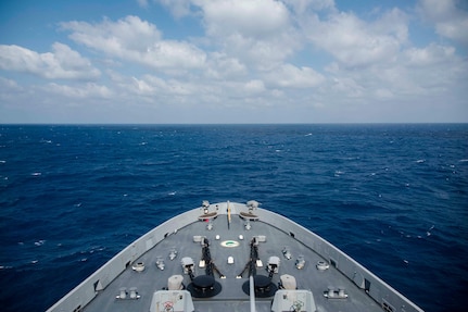 The amphibious transport dock ship USS Green Bay (LPD 20) with embarked 31st Marine Expeditionary Unit (MEU), transited the South China Sea on a routine patrol. Green Bay is operating in the Indo-Asia-Pacific region to enhance partnerships and be a ready-response force for any type of contingency, Mar. 2, 2017. 