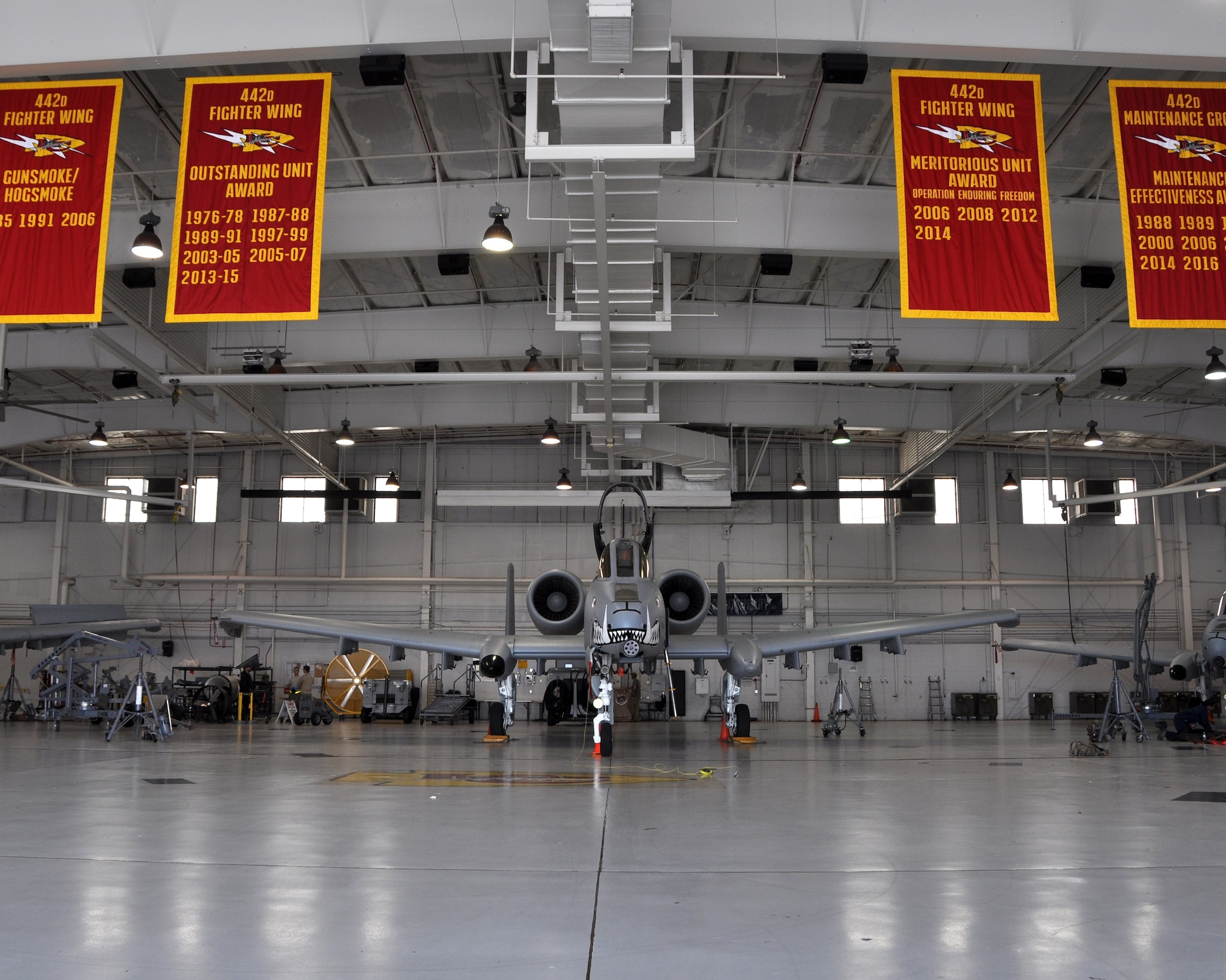 The 442d Maintenance Group at Whiteman Air Force Base, Mo., proudly display their litany of awards in the "5-Bay," their primary maintenance hanger. 442d maintainers have, in one form or another, won the Maintenance Effectiveness Award (Medium Category) at the Major Command level three years running.