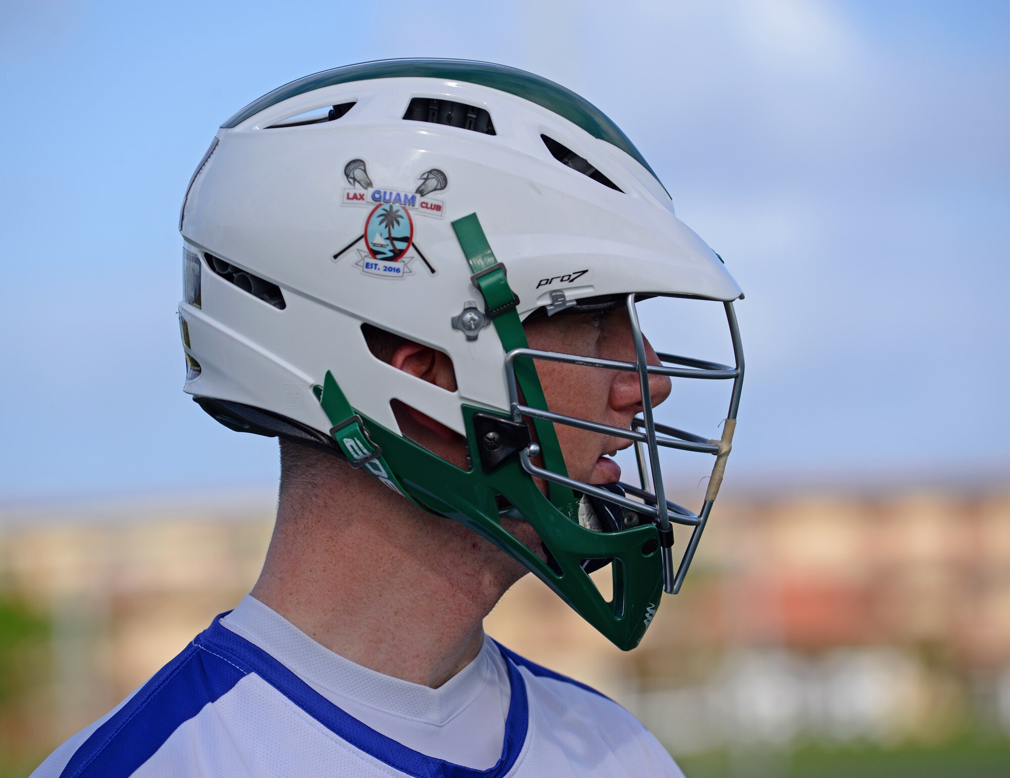 U.S. Air Force Criminal Investigator Dan Scarola, a member of the Guam Black Tips Lacrosse team, practices Jan. 8, 2016, at Andersen Air Force Base, Guam. Guam’s first and only lacrosse team brings new opportunities to stay in shape and build team work skills. Scarola is a special agent with the 602 Detachment Air Force Office of Special Investigation. (U.S. Air Force photo by Airman 1st Class Gerald R. Willis)