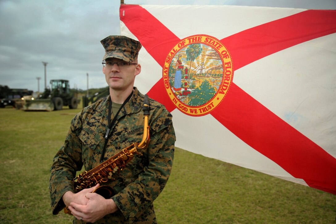 Staff Sgt. Michael Newell, a native of Tallahassee, Florida, began his love and passion for the saxophone at the age of 12. He started practicing in middle school and continued throughout high school. Prior to the Marine Corps, he spent some time at Tallahassee Community College, but decided to pursue his passion for music by joining the Marine Corps and auditioning for a position in the band. This year, Newell is one of the 10 Marine Corps band nominees for the title of Marine Corps Staff Noncommissioned Officer Musician of the Year. “My love for the Marine Corps and playing music has just increased the longer I’ve stayed in.” (Marine Corps photo by Sgt. Kathy Nunez) 