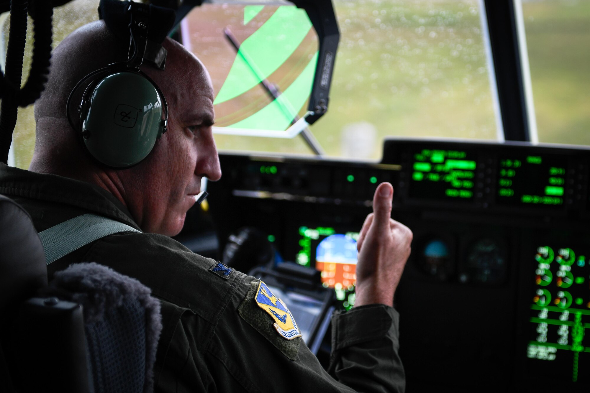 Col. Kenneth Moss, 374th Airlift Wing commander, prepares to take off at Kadena Air Base, Japan, March 6, 2017. This is the first C-130J to be assigned to Pacific Air Forces. Yokota serves as the primary Western Pacific airlift hub for U.S. Air Force peacetime and contingency operations. Missions include tactical air land, airdrop, aeromedical evacuation, special operations and distinguished visitor airlift. (U.S. Air Force photo by Staff Sgt. Michael Smith)