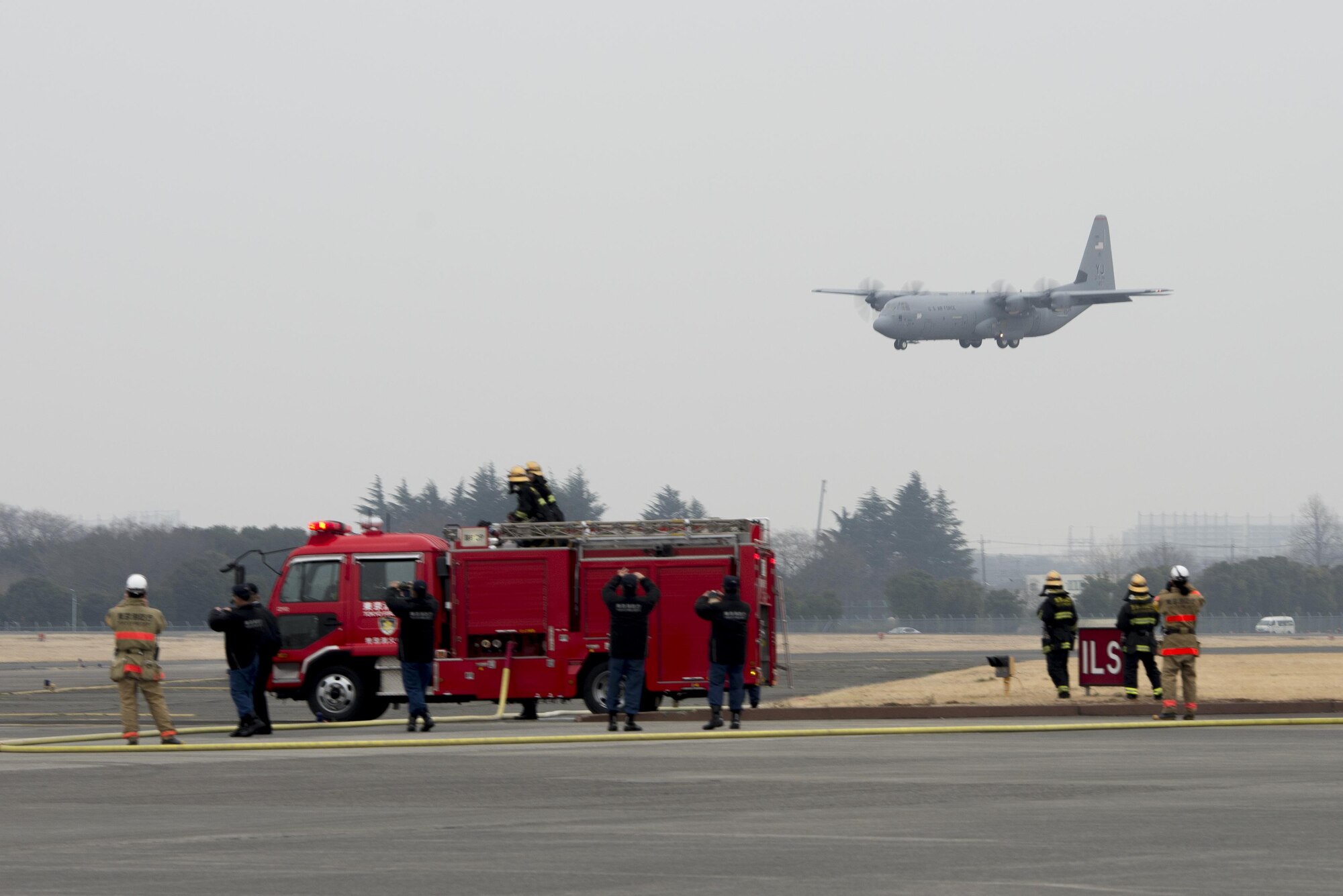 The first C-130J Super Hercules to be assigned to U.S. Pacific Air Forces arrives at Yokota Air Base, Japan, Mar. 6, 2017. The C-130Js will be used to support critical peacekeeping and contingency operations throughout the Indo-Asia Pacific region, including cargo delivery, troop transport, airdrop and aeromedical missions. (U.S. Air Force photo by Senior Airman David C. Danford)