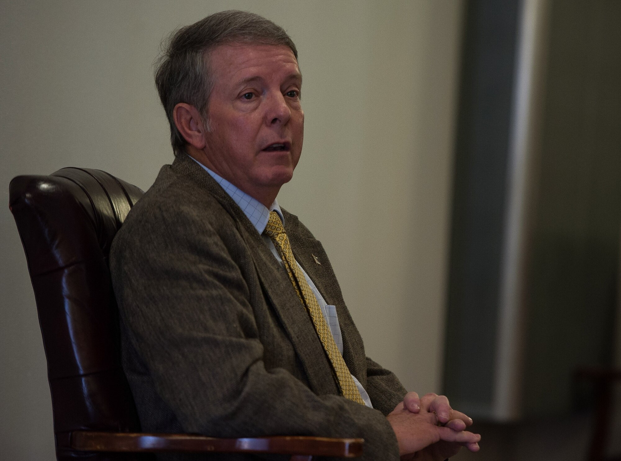 Retired Chief Master Sgt. of the Air Force Rodney J. McKinley speaks to a crowd of chief master sergeant selects during a seminar at Ramstein Air Base, Germany, Mar. 2, 2017. McKinley served the U.S. Air Force for 35 years. His career includes assignments in the medical, aircraft maintenance, and first sergeant fields. He has also served as the command chief master sergeant of the 86th Airlift Wing at Ramstein. (U.S. Air Force photo by Senior Airman Lane T. Plummer)
