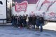 Girls from the Akron Varsity and Amherst Lightning softball teams pose Feb. 4, 2017 in front of a Perry's truck at the Niagara Falls Air Reserve Station, N.Y.  The truck was used to transfer nearly 6,000 lbs of donated softball equipment destined for the Dominican Republic.  The equipment is being transferred to its destination by a C-130 out of Niagara, through a program called Denton Cargo. (U.S. Air Force photo by Tech. Sgt. Stephanie Sawyer) 