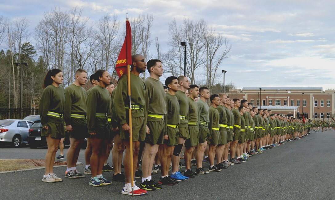 There were more than 250 MCESG Marines standing at attention, waiting for the 3-mile moto run to begin.