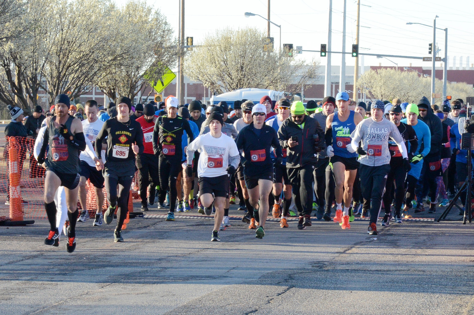 Approximately 200 5K participants and 90 half marathoners braved the chilly temps the morning of Feb. 25 to run in Tinker’s 75th Anniversary Half Marathon and 5K. (Air Force photo by Kelly White)