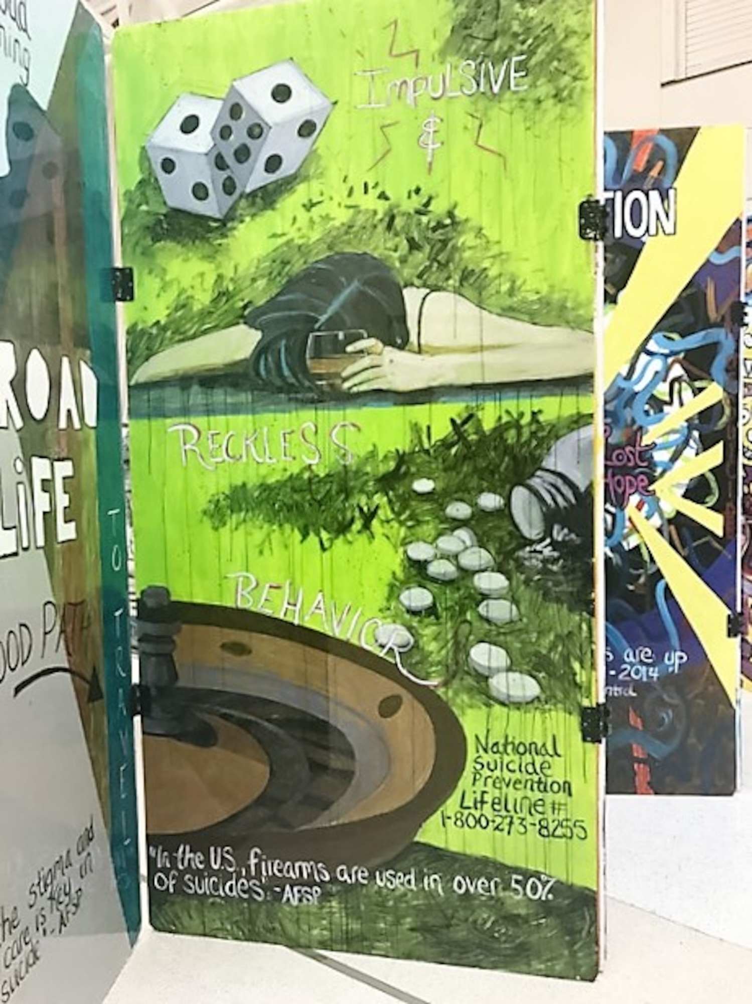 In partnership with the K12 Gallery and Teen Education and Joint Adult Studio located in Dayton, Ohio, The Signs of Suicide Project traveling art display is on display at the 88th Medical Group until March 17.  The visual images display messages relating to issues of suicide. (U.S. Air Force photo/Stacey Geiger)  