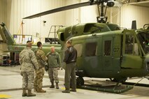 Brig. Gen. Ferdinand Stoss, Air Force Global Strike Command director of operations, stands beside a UH-1N Iroquois at Minot Air Force Base, N.D., Feb. 27, 2017. Stoss visited the 54th Helicopter Squadron and was briefed about their role in keeping the missile complex secure. (U.S. Air Force photo/Senior Airman J.T. Armstrong)