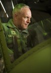 Brig. Gen. Ferdinand Stoss, Air Force Global Strike Command director of operations, sits inside a UH-1N Iroquois at Minot Air Force Base, N.D., Feb. 27, 2017. Stoss visited the 54th Helicopter Squadron and was briefed about their role in keeping the missile complex secure. (U.S. Air Force photo/Senior Airman J.T. Armstrong)