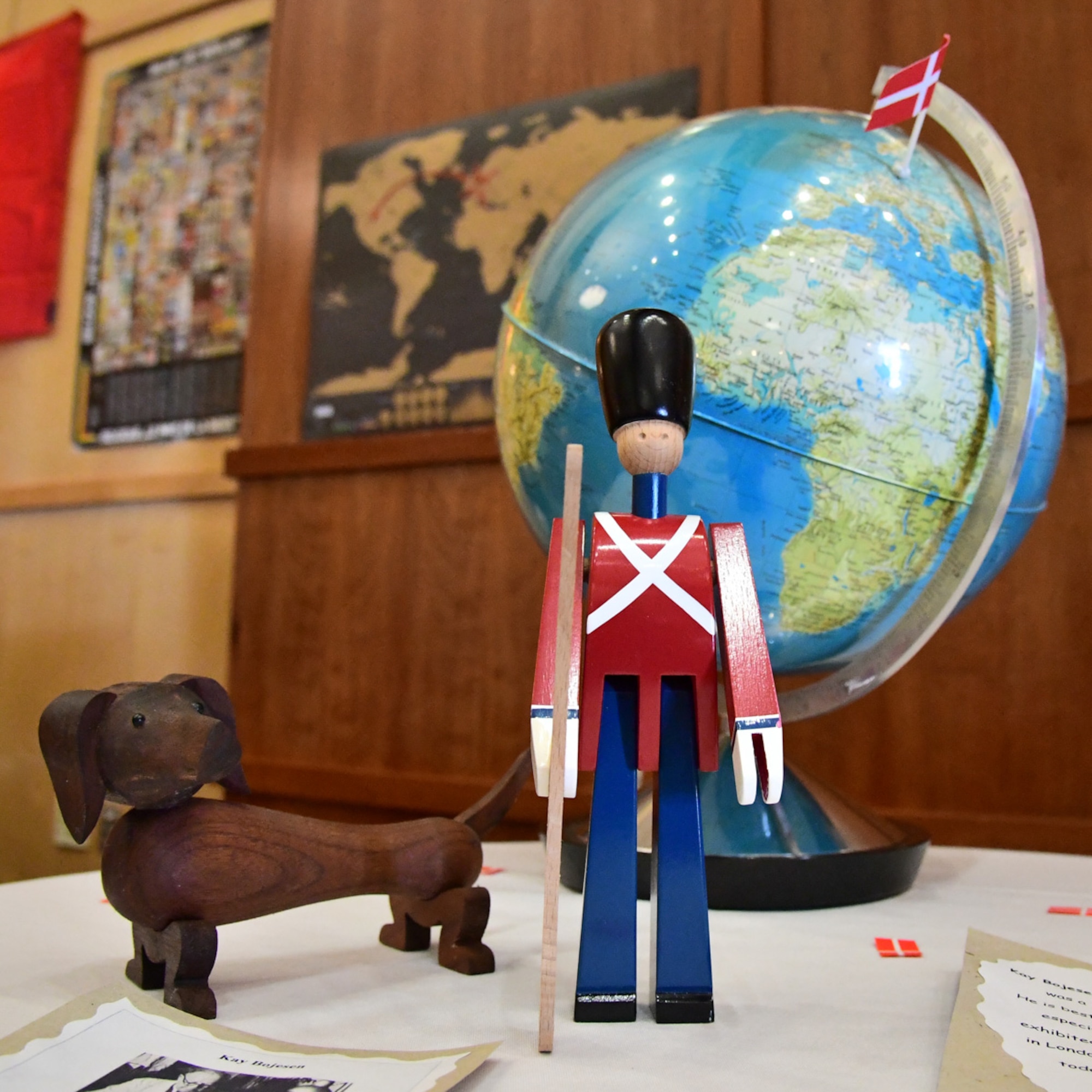 Danish cultural items sit atop a table during the International Buffet at Hill Air Force Base, Utah, March 1, 2017. Twelve countries were represented with food and culture by F-16 Foreign Liaison Officers and their families during the event. (U.S. Air Force photo/R. Nial Bradshaw)