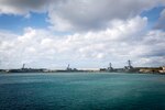 The Arleigh Burke-class guided-missile destroyer USS Stethem (DDG 63) joins USS Barry (DDG 52), USS Mustin (DDG 89), USS Fitzgerald (DDG 62), and USS McCampbell (DDG 85) at Apra Harbor, Guam, for a routine port visit, Mar. 1, 2017. Stethem is on patrol in the waters off the coast of Guam supporting security and stability in the Indo-Asia-Pacific region.