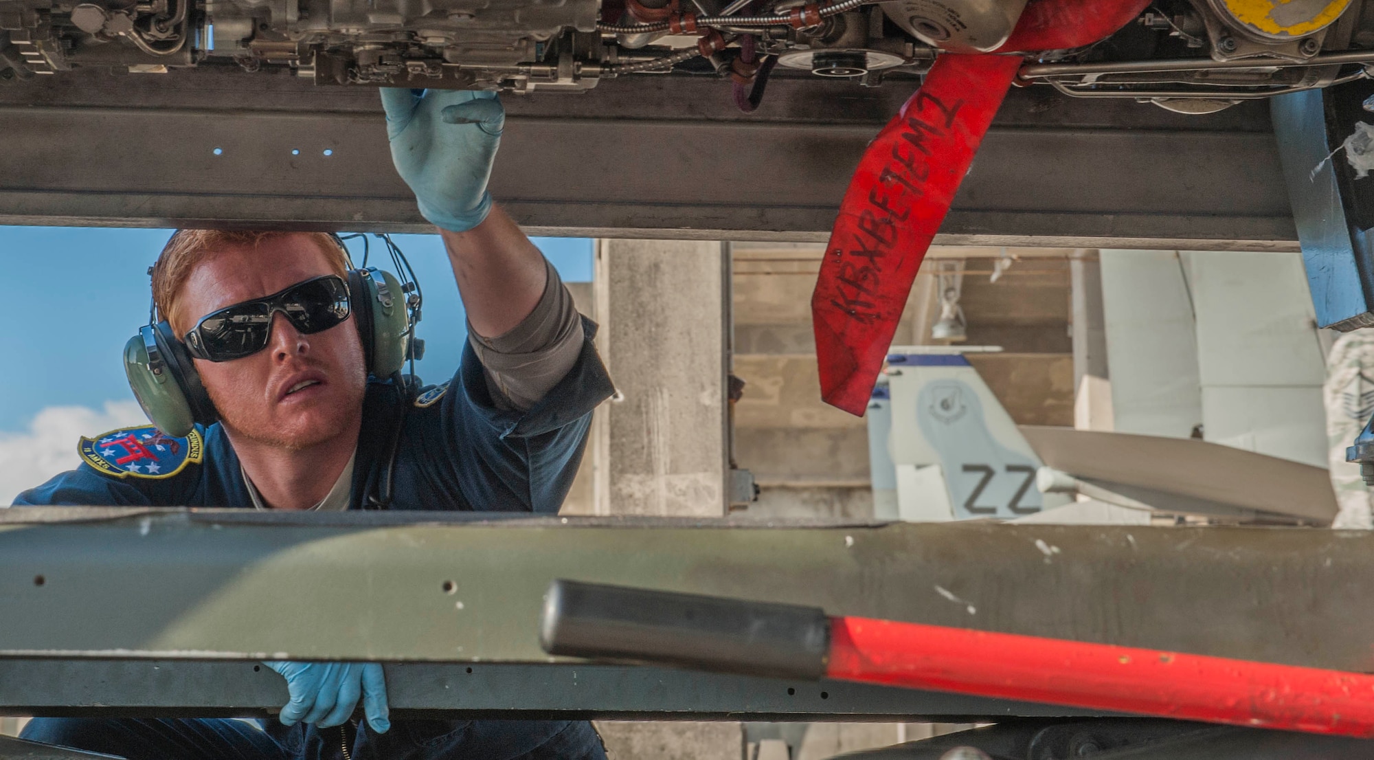 U.S. Air Force Staff Sgt. Donald Wallace, a 44th Aircraft Maintenance Unit maintainer, inspects the engine of an F-15 Eagle during routine maintenance, Feb. 14, 2017, on Kadena Air Base, Japan. The mission of the 44th AMU is to ensure serviceable aircraft are able to meet mission requirements, keeping pilots current in training and combat ready. (U.S. Air Force photo by Senior Airman Nick Emerick/Released)