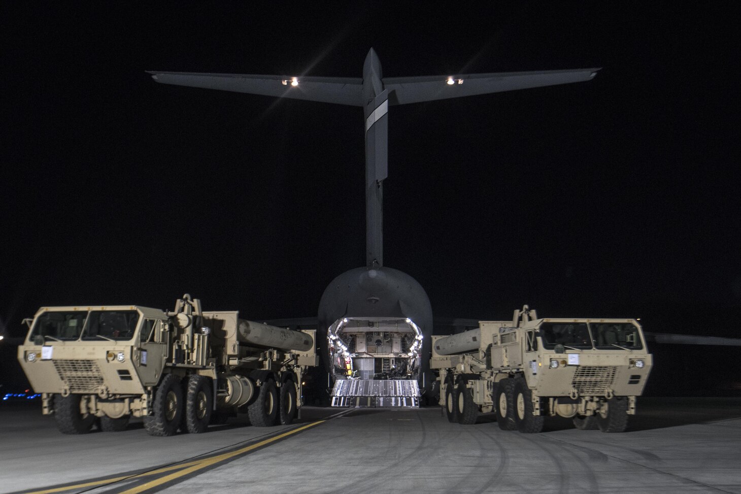 YONGSAN GARRISON, SEOUL, South Korea -- U.S. Forces Korea continued its progress in fulfilling the Republic of Korea - U.S. Alliance decision to install a Terminal High Altitude Area Defense (THAAD) on the Korean Peninsula as the first elements of the THAAD system arrived in the ROK. "The timely deployment of the THAAD system by U.S. Pacific Command and the Secretary of Defense gives my command great confidence in the support we will receive when we ask for reinforcemet or advanced capabilities," said Gen. Vincent K. Brooks, U.S. Forces Korea commander.