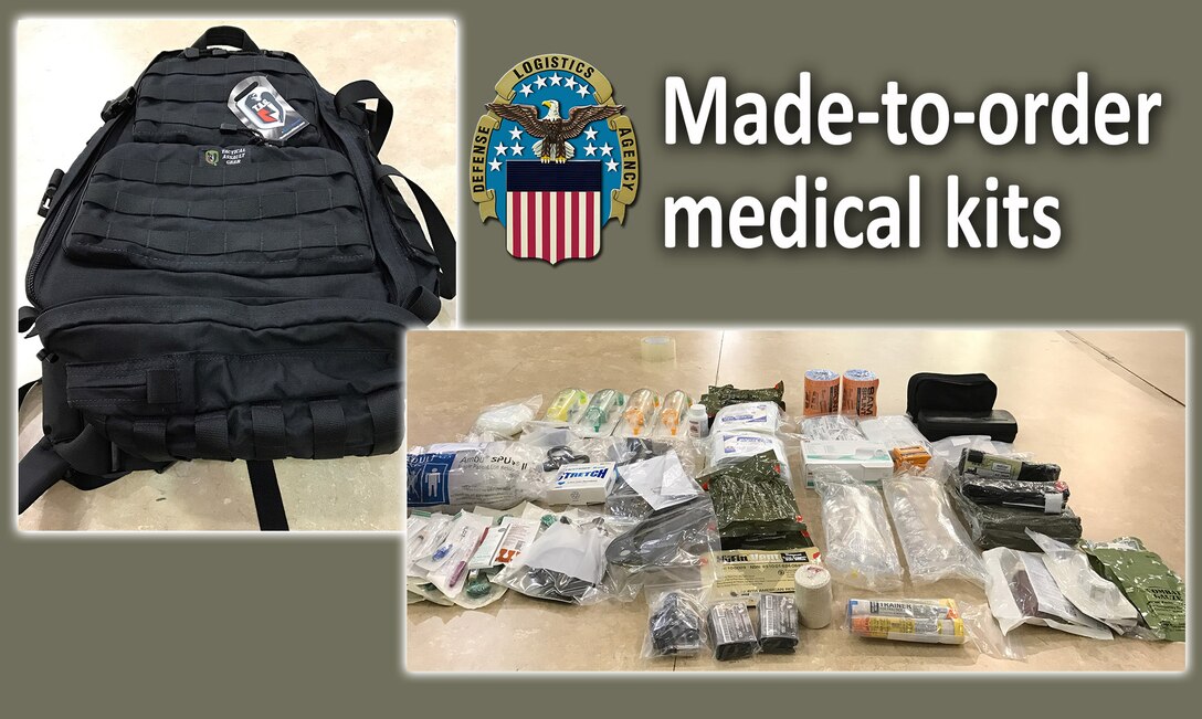 DLA Troop Support is now offering customized medical kits to better meet the needs of its customers. Customers can now rely on the Medical supply chain for kits containing a wide selection of items, such as pharmaceuticals, instruments, bandages, splints and needles, in the quantities they require. Courtesy photos.
