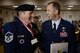 Retired U.S. Air Force Master Sgt. E.J. Adams shakes hands with Col. Ty Neuman, 2nd Bomb Wing commander, during the 38th Annual Veterans’ Luncheon at Barksdale Air Force Base, La., March, 3, 2017. The luncheon is held annually to honor prisoners of war and veterans of WWII, the Korean War and Vietnam. (U.S. Air Force photo/Senior Airman Mozer O. Da Cunha)