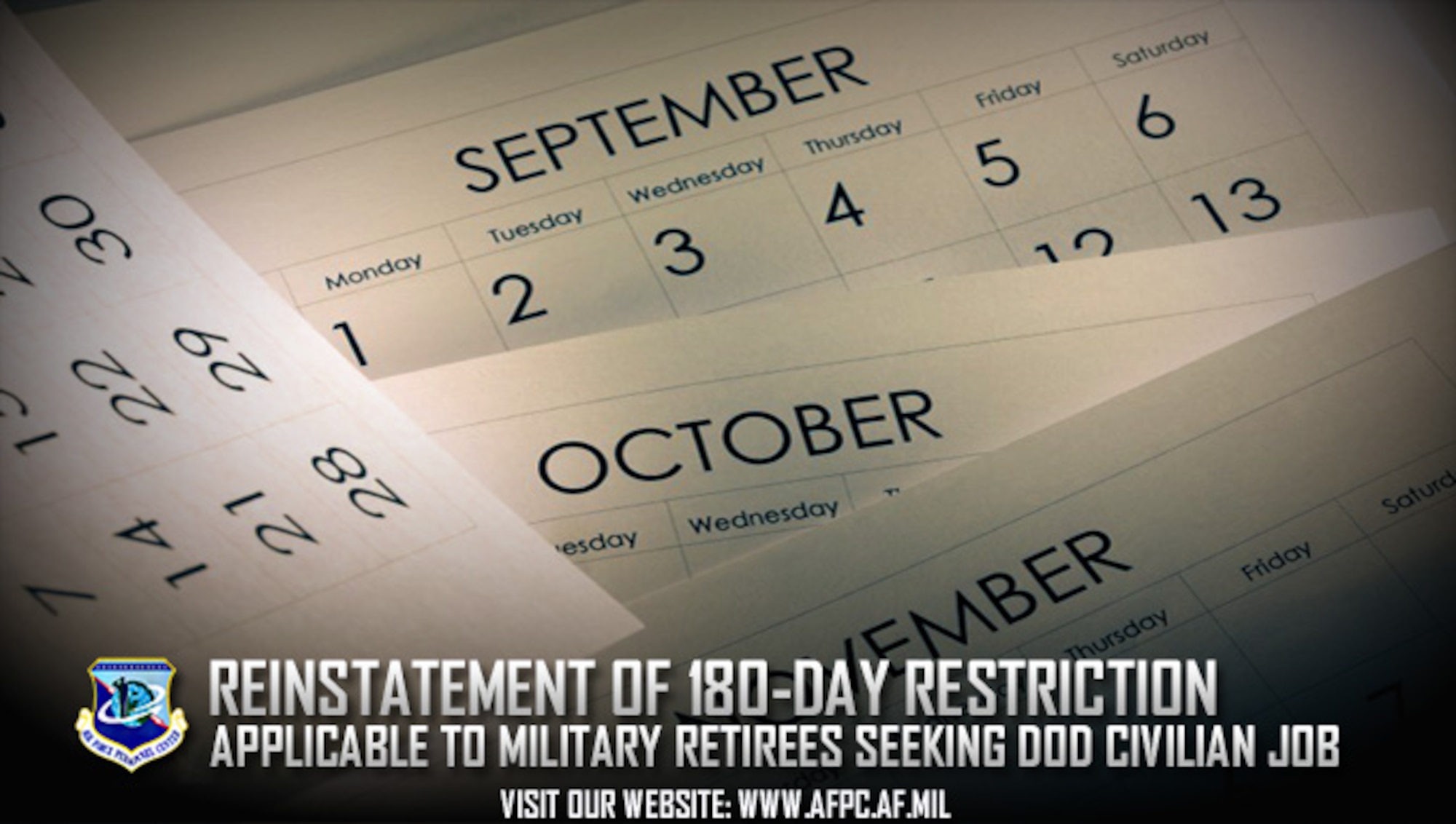 The Department of Defense recently reinstated a 180-day hiring restriction for military retirees entering government service. (U.S. Air Force graphic by Staff Sgt. Alexx Pons)