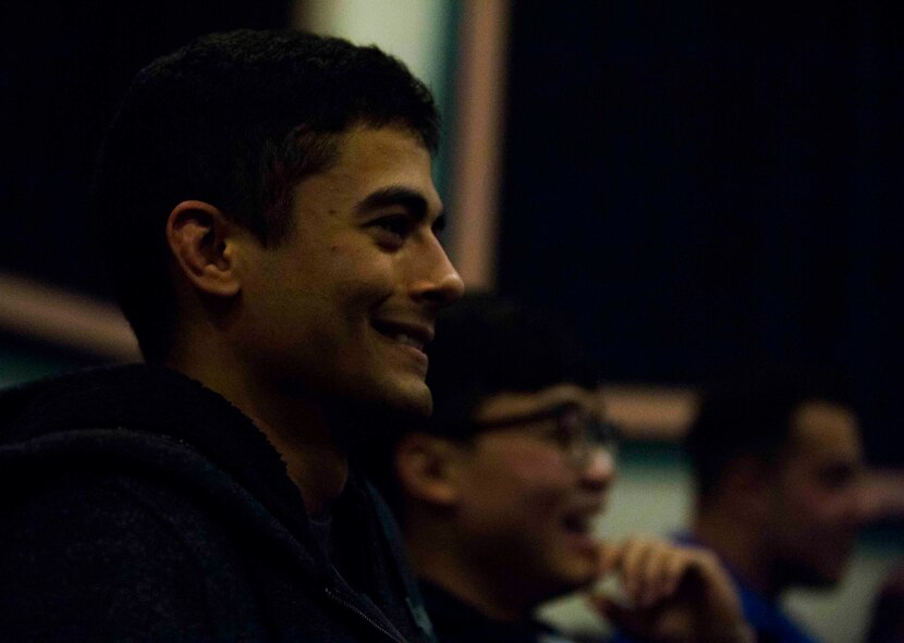 1st Special Operations Force Support Squadronand their families attend a comedy show featuring Walter Campbell and Ben Bailey, comedians, at the King Auditorium on Hurlburt Field, Fla., March 3, 2017. The 1st Special Operations Force Support Squadron, in conjunction with Air Forces Services Agency, hosted the free event to invest in the resiliency of the force and family. (U.S. Air Force photo by Airman 1st Class Isaac O. Guest IV)