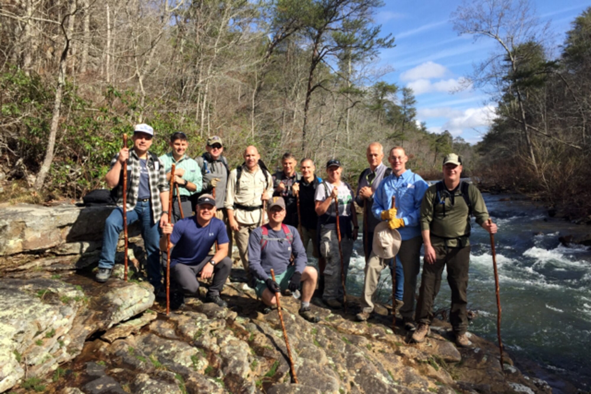 Leaders of the 22nd Air Force gathered for a leadership trek at DeSoto State Park, Alabama Feb. 23-25 hosted by Maj. Gen. John Stokes, 22nd Air Force commander. Unit commanders focused on getting to know one other, improving teamwork, cohesion and developing as leaders. (U.S. Air Force photo)