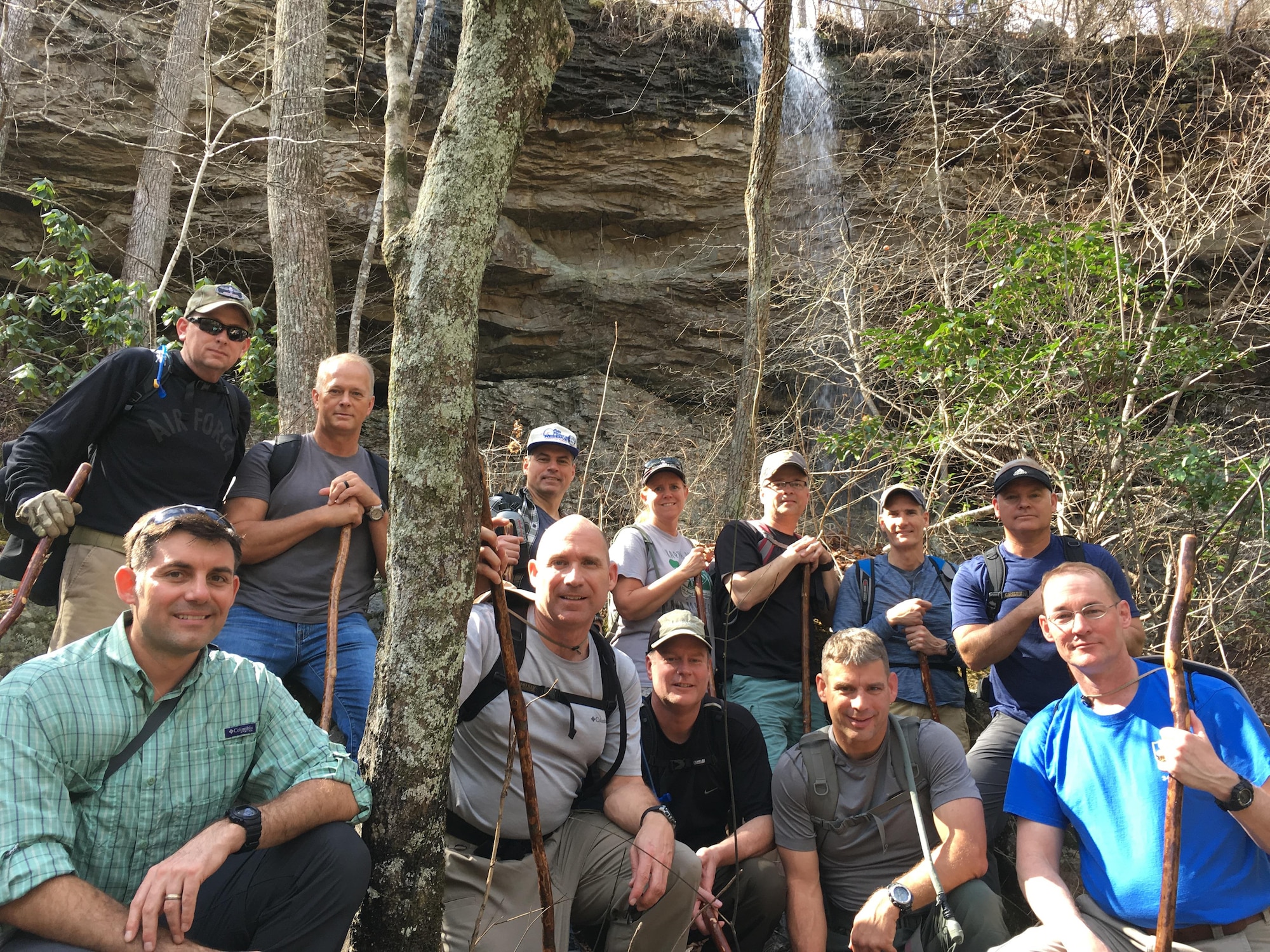 Leaders of the 22nd Air Force gathered for a leadership trek at DeSoto State Park, Alabama Feb. 23-25 hosted by Maj. Gen. John Stokes, 22nd Air Force commander. Unit commanders focused on getting to know one other, improving teamwork, cohesion and developing as leaders. (U.S. Air Force photo)
