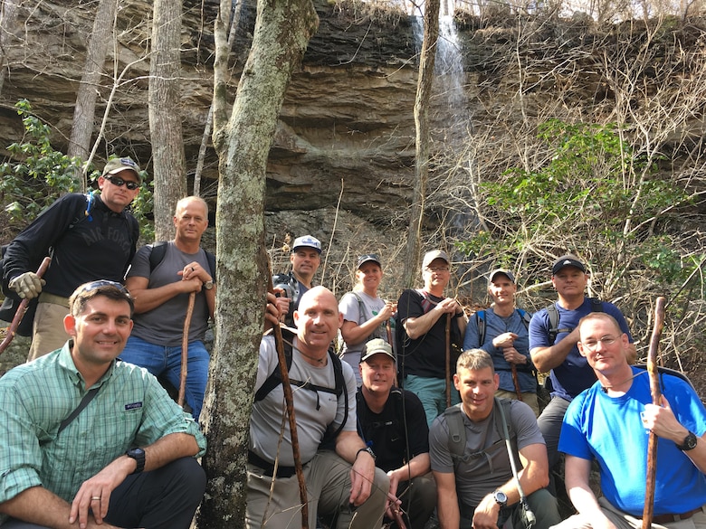 Leaders of the 22nd Air Force gathered for a leadership trek at DeSoto State Park, Alabama Feb. 23-25 hosted by Maj. Gen. John Stokes, 22nd Air Force commander. Unit commanders focused on getting to know one other, improving teamwork, cohesion and developing as leaders. (U.S. Air Force photo)