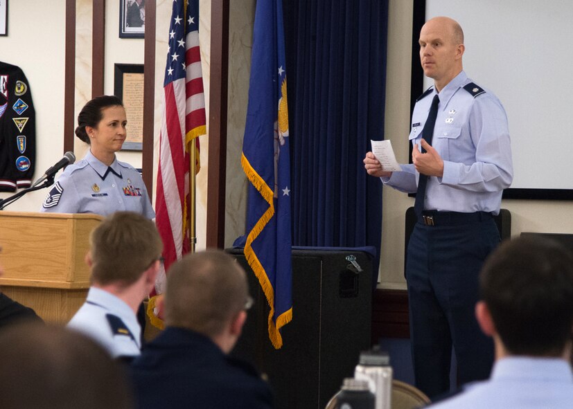 Lt. Col. Kenneth A. Ferland, 66th Air Base Group deputy commander, speaks to Air Force Assistance Fund volunteers during a kickoff event at the Minuteman Commons March 6. The 2017 Air Force Assistance Fund charitable drive runs through April 14. The goal for this year's fundraising effort at Hanscom is $31,000. (U.S. Air Force photo by Mark Herlihy)