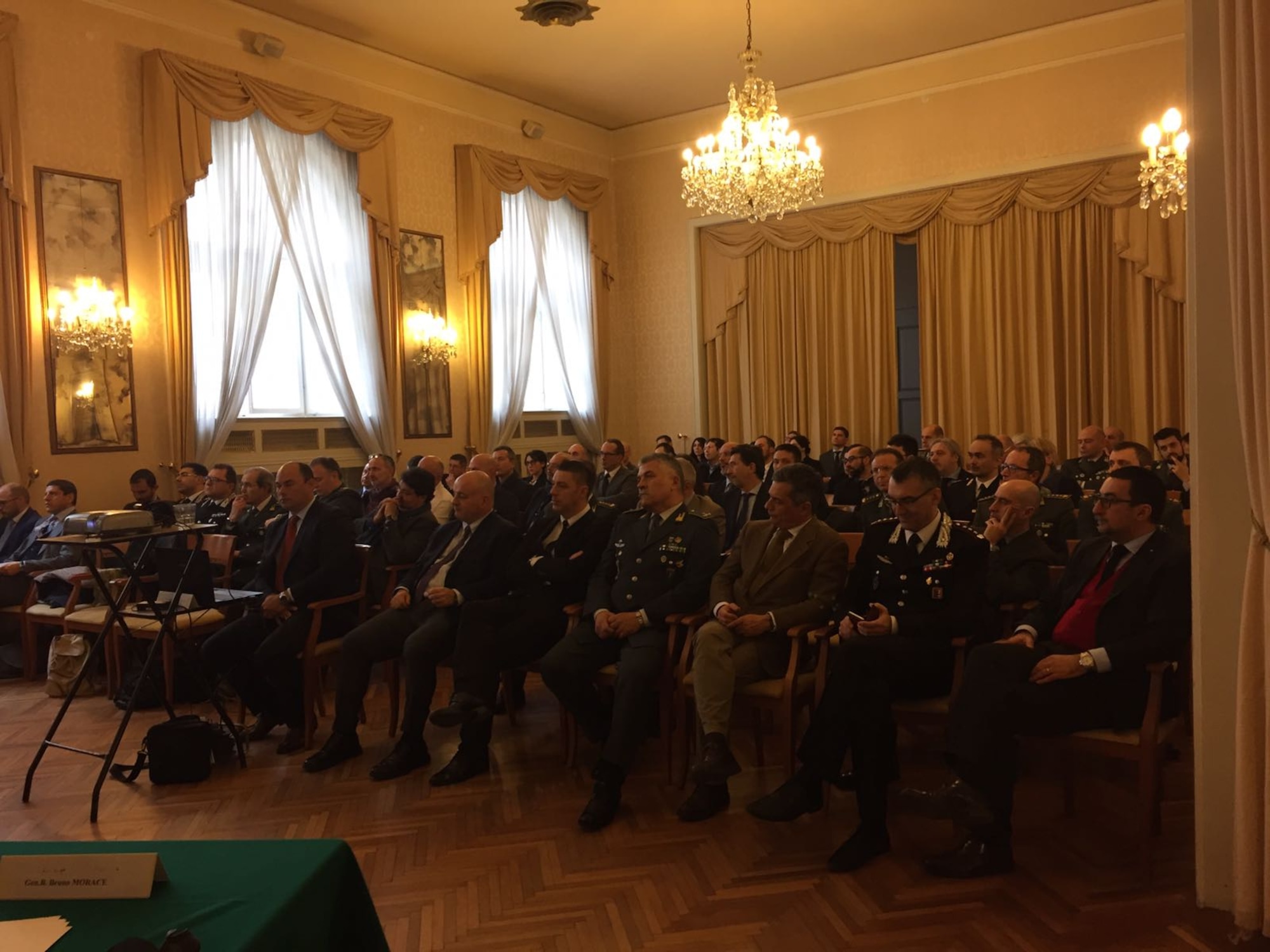 More than 90 attendees, representing nearly every law enforcement and military agency in northeastern Italy, listen Feb. 23 during the terrorism threat seminar in Trieste, hosted by Air Force Office of Special Investigations special agents from Detachments 535 and 531. (U.S. Air Force photo/AFOSI Det. 535)    