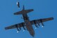 An airman participates in Scott Air Force Base’s first ever air drop first ever air drop with members of the 375th Operations Support Squadron's Survival, Evasion, Resistance, and Escape unit and members of the 19th OSS from Little Rock AFB as well as members of the Air National Guard participating in a jump over the drop zone on March 2, 2017, at Scott AFB, Ill. The 375th OSS created the drop zone to increase the readiness of units in and around Scott AFB and for use by flying or ground units with an interest and the requirements. (U.S. Air Force photos/Senior Airman Tristin English)