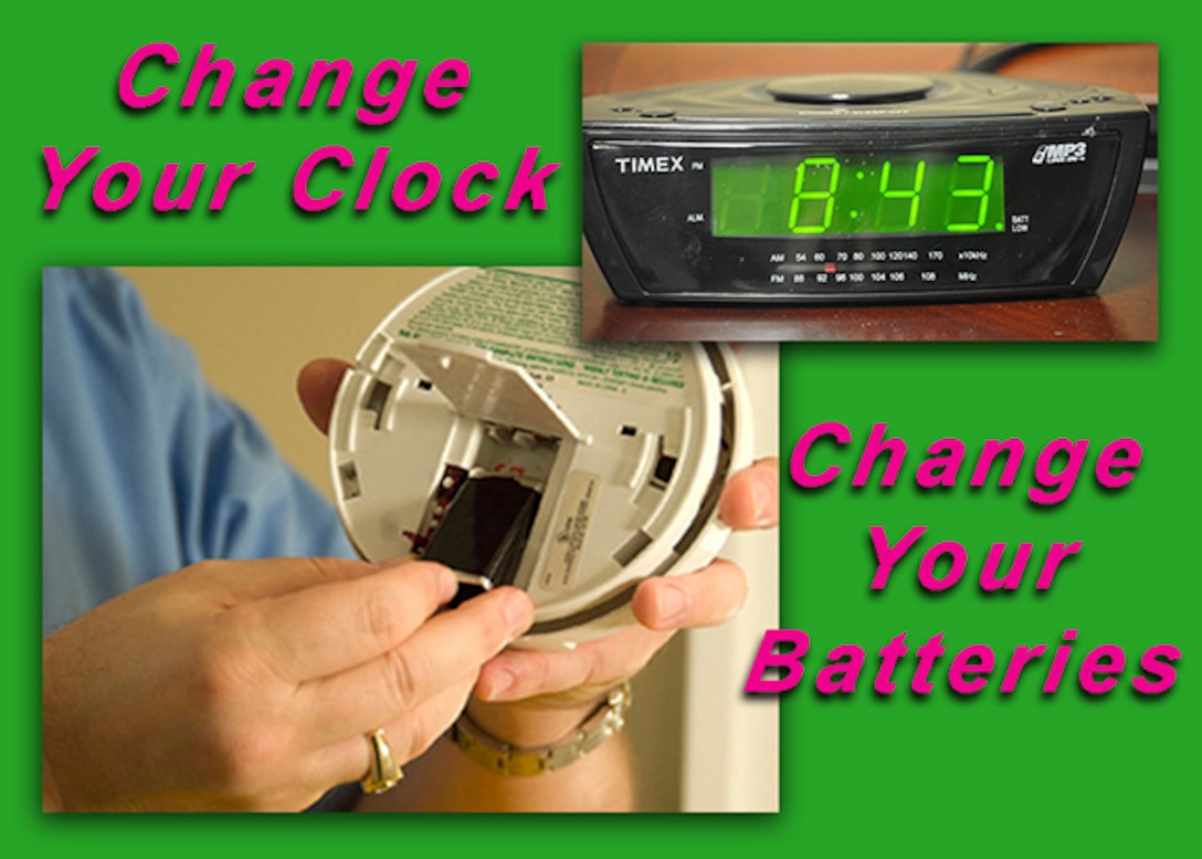 Daylight Saving Time begins March 12 at 2 a.m. DLA Installation Support at Richmond’s Fire and Emergency Services reminds employees to “spring forward” and set clocks forward by one hour. It’s also a good time to replace the batteries in all smoke and carbon monoxide detectors, as well as other safety detection devices. (DLA Aviation Public Affairs Office graphic)