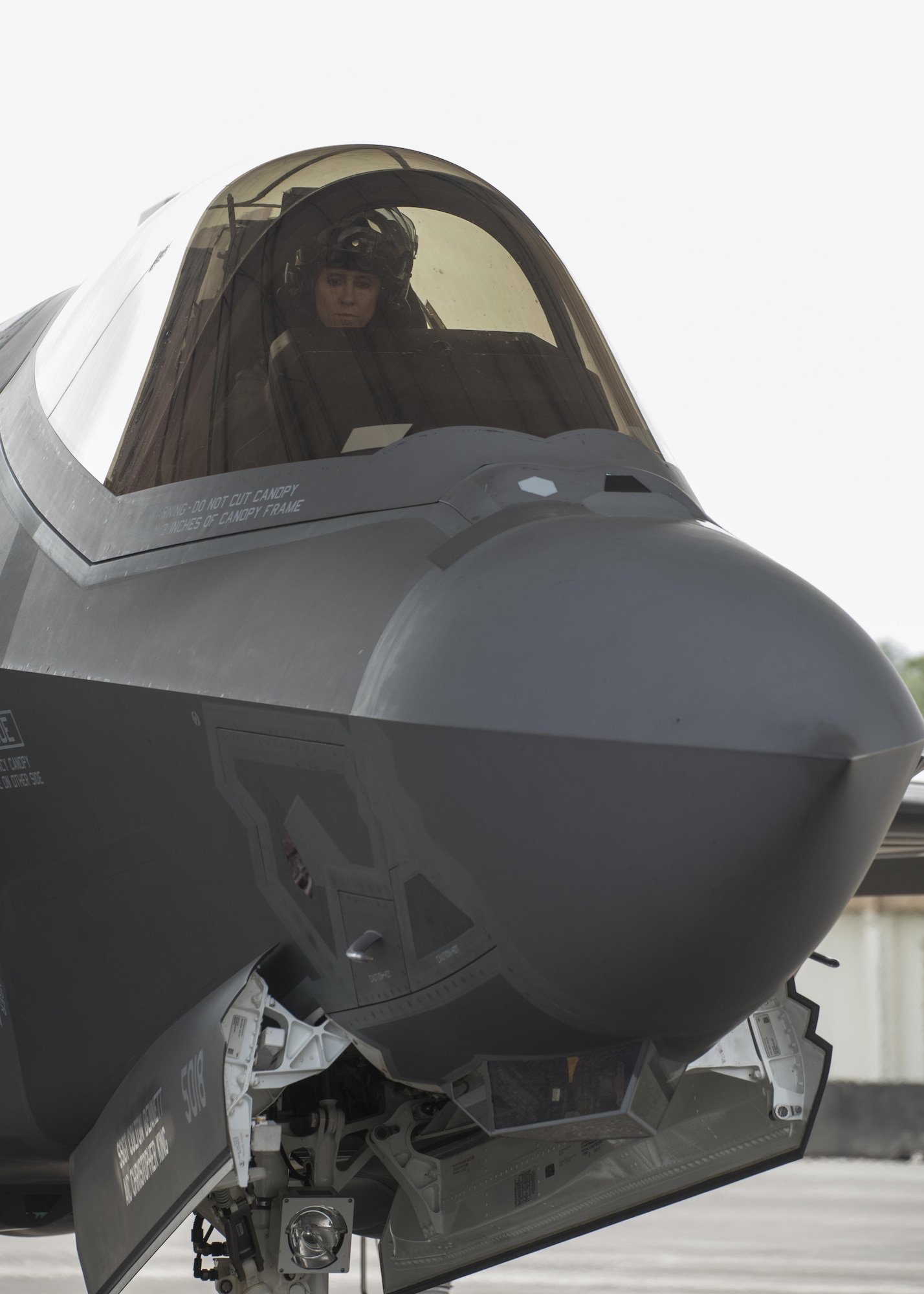 U.S. Air Force Lt. Col. Christine Mau, 33rd Operations Group deputy commander, prepares to taxi an F-35A Lightning II Feb. 27, 2017, at Eglin Air Force Base, Florida. In 2013, Mau became the first and only female F-35 pilot in the world after flying the F-15E Strike Eagle for 16 years. She uses her unique position to embolden and motivate young men and women into the field of aviation. (U.S. Air Force photo by Staff Sgt. Peter Thompson)