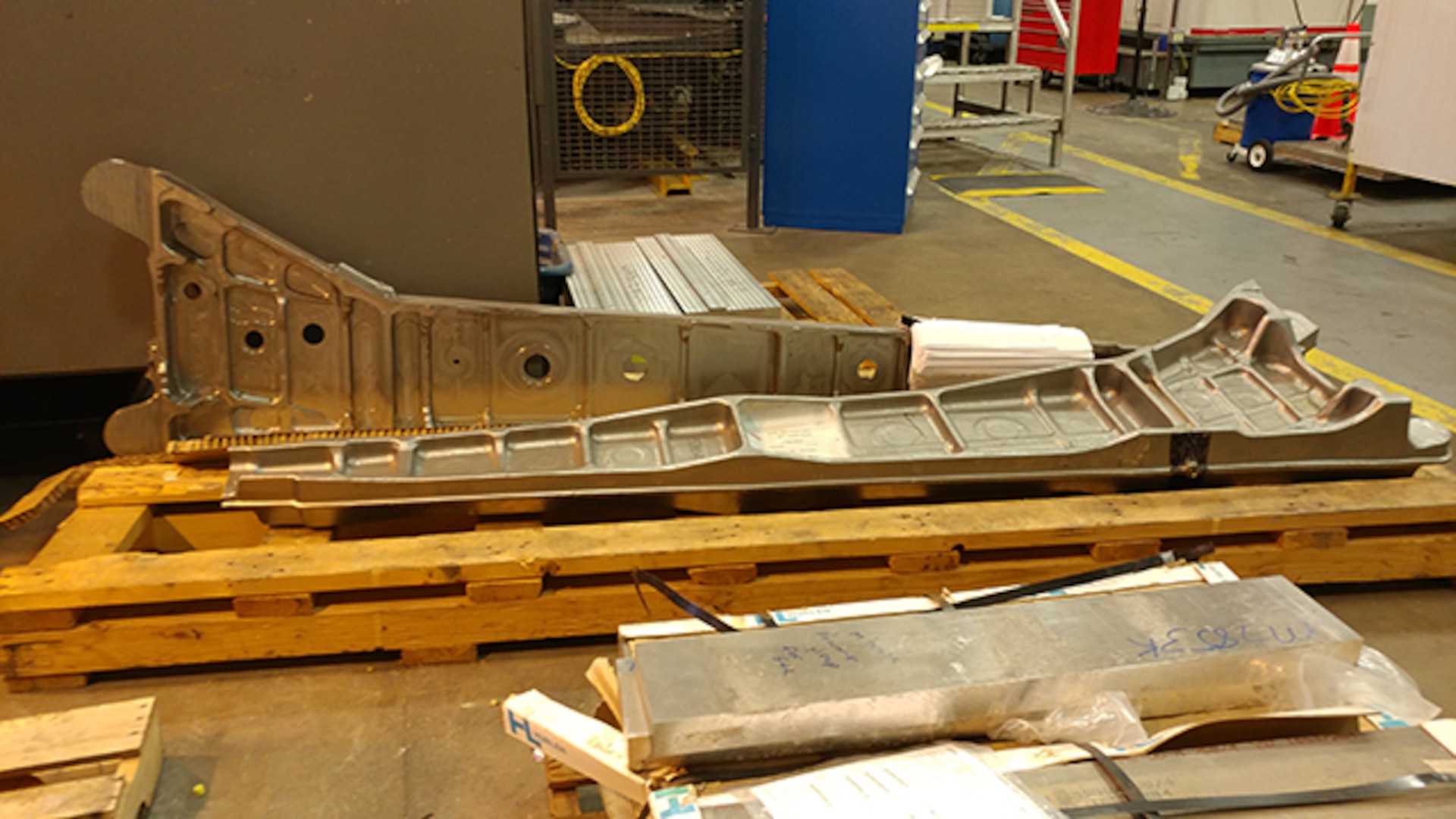 Defense Logistics Agency Aviation and the Air Force partnered on an organic manufacturing contract to provide needed parts for the F-15 aircraft.  Pictured here is a a forged billet that will undergo additional milling to turn it into a wing spar, a critical structural components within the aircraft’s wing.