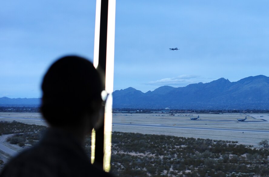 Senior Airman Iiae Hess, 355th Operations Support Squadron air traffic controller, monitors air traffic at Davis-Monthan Air Force Base, Ariz., Feb. 27, 2017. Hess was recently named Air Combat Command’s Outstanding Airman of the Year in the Airman category for her personal and professional accomplishments. (U.S. Air Force photo by Airman 1st Class Nathan H. Barbour)