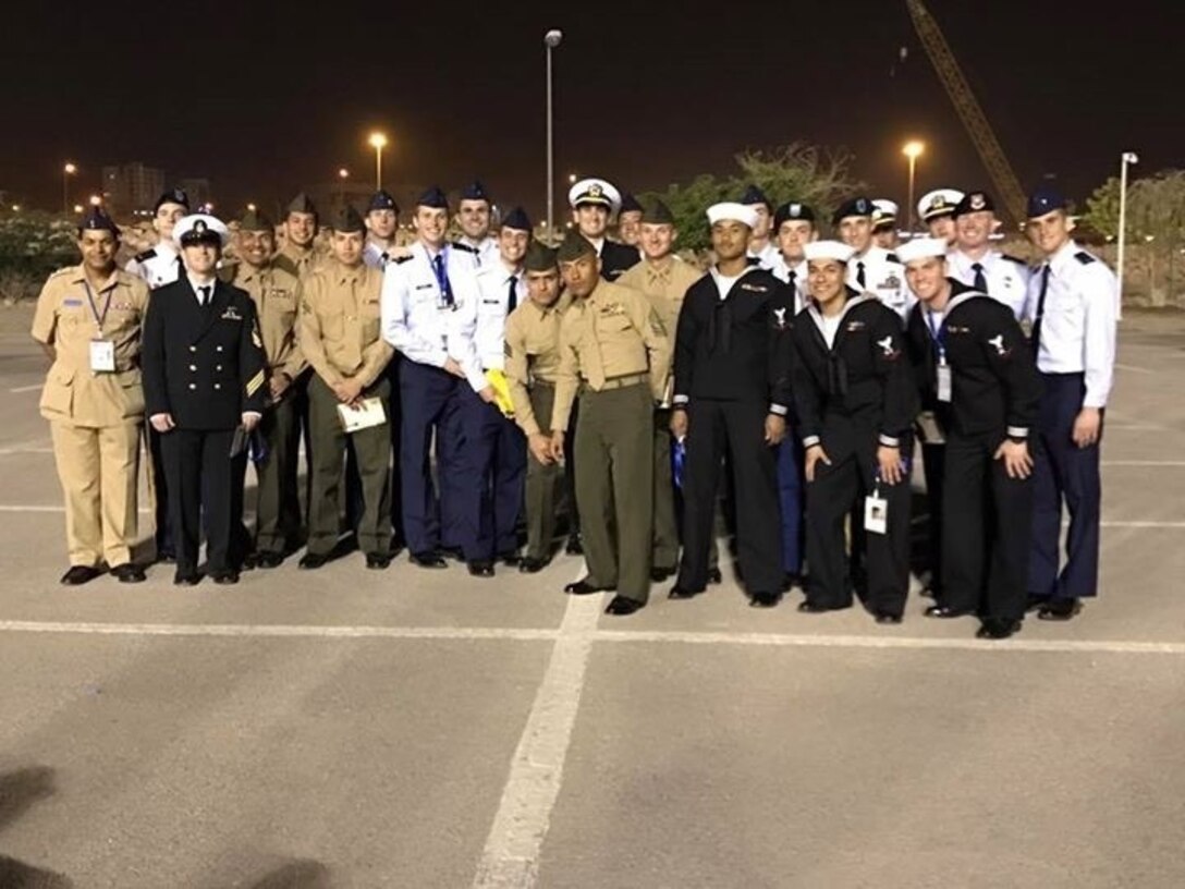 Team USA appears in uniform prior to the opening ceremony of the 2017 Conseil International du Sport Militaire (CISM) Muscat, Oman. (Courtesy photo/Released)