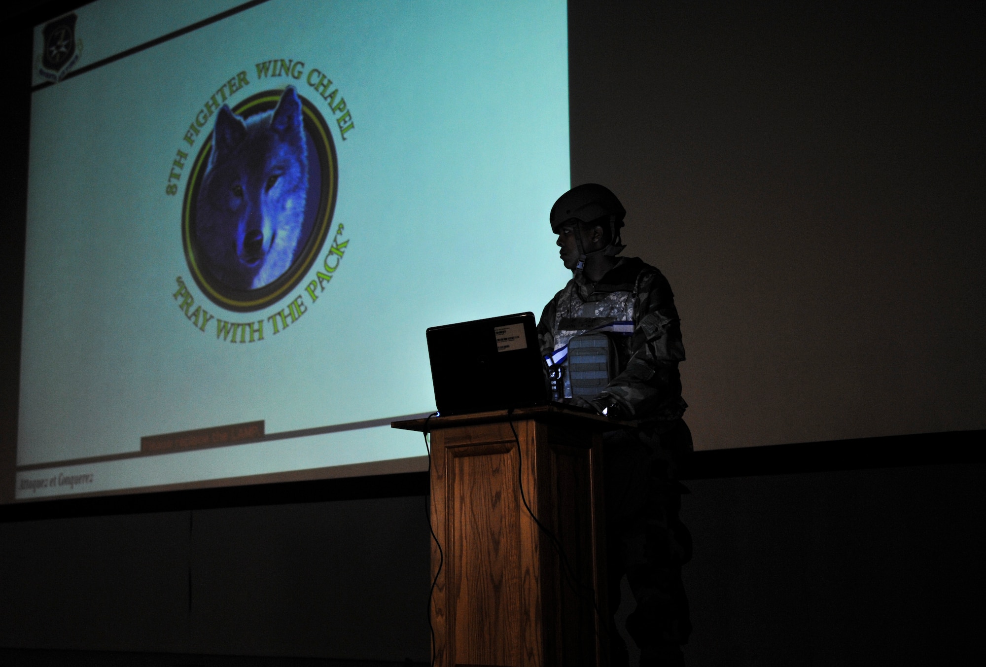 U.S. Air Force Staff Sgt. Keith Allen, 8th Force Support Squadron force management personalists, provides a situation brief to military personnel during Beverly Pack 17-2 at Kunsan Air Base, Republic of Korea, March 8, 2017. Kunsan airmen provide combat capabilities alongside Republic of Korea partners by participating in training, inspections and exercises throughout the year to enhance communication and interoperability between military forces so they are prepared to fight as a combined force. (U.S. Air Force photo by Senior Airman Colville McFee/Released)