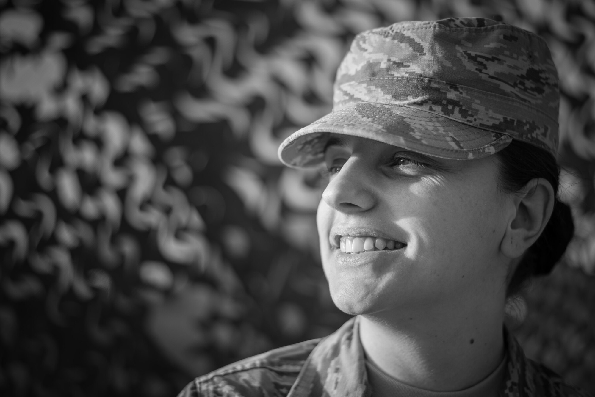 Airman 1st Class Dijana Jakimoska, 407th Expeditionary Force Support Squadron, poses for a photo at the 407th Air Expeditionary Group, Dec. 9, 2017. Jakimoska moved to the U.S. from Ohrid, Macedonia, when she was 21 years old. 
(U.S. Air Force photo/Master Sgt. Benjamin Wilson)(Released)