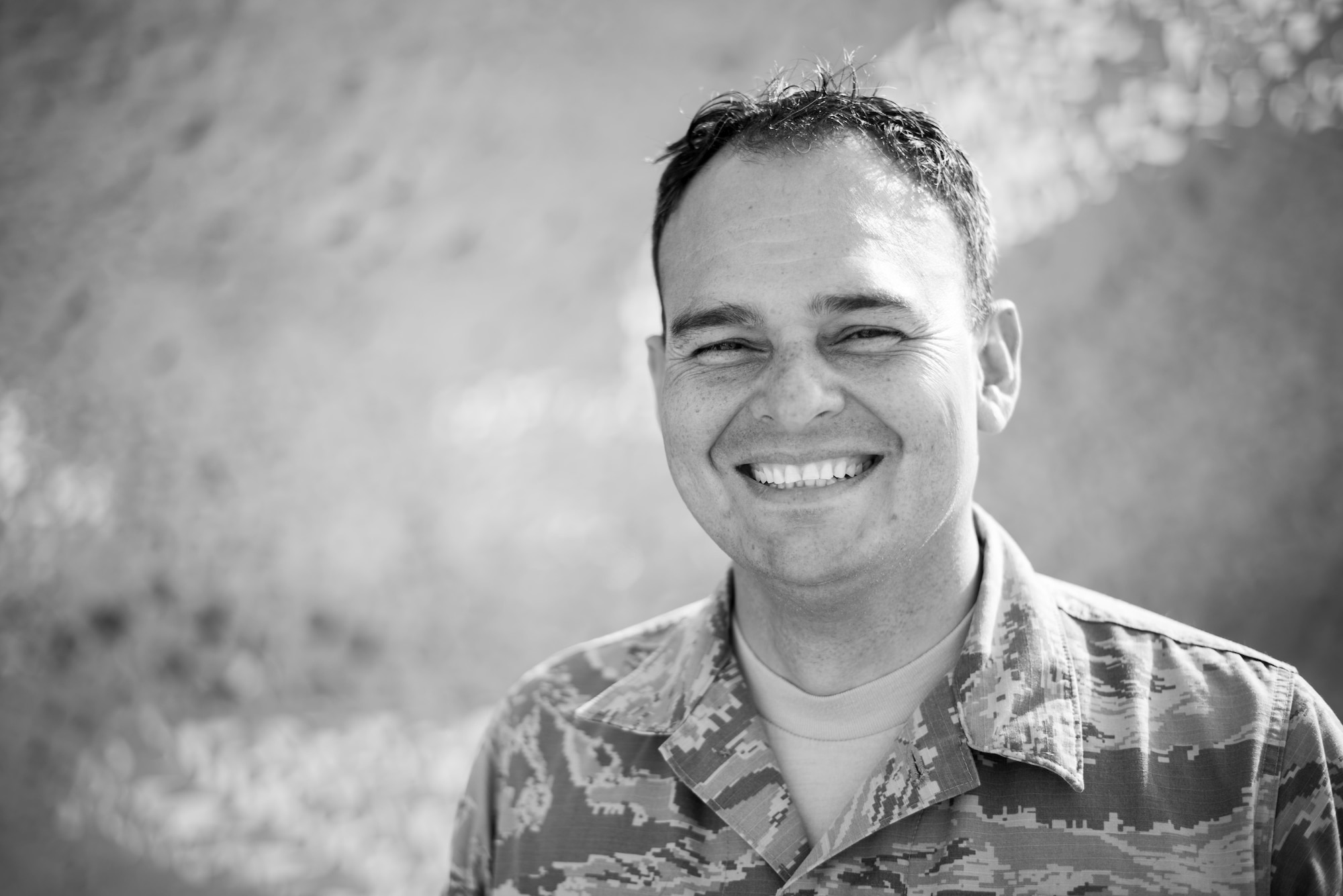 Airman 1st Class Carlos Cedeno, 407th Expeditionary Maintenance Squadron, poses for a photo at the 407th Air Expeditionary Group, Jan. 5, 2017. Cendeno is originally from Golfito, Costa Rica. (U.S. Air Force photo/Master Sgt. Benjamin Wilson)(Released)