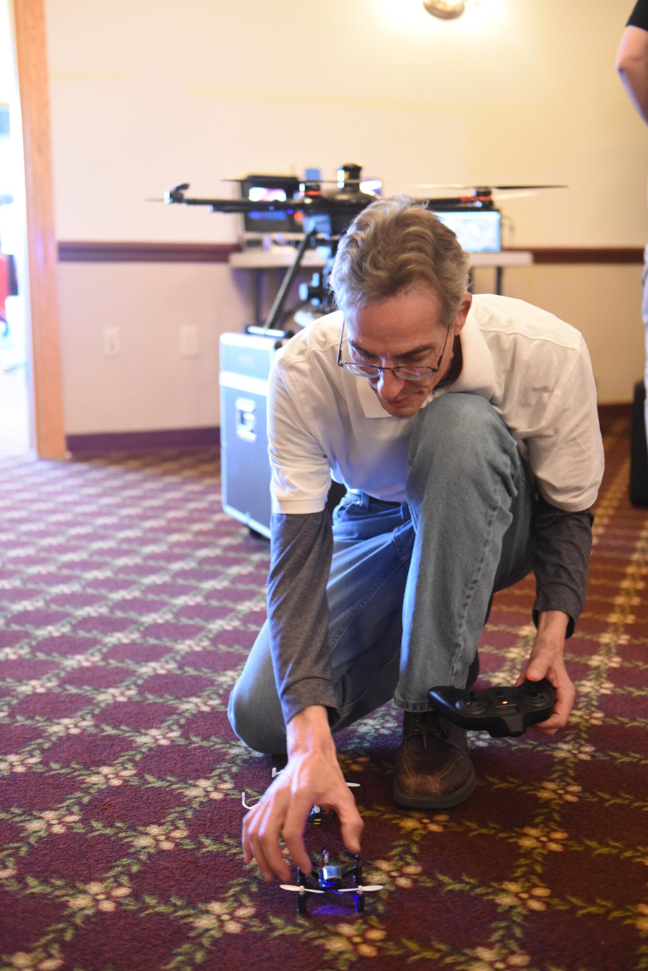 A local drone manufacturing and training company showcases a 3-D printed drone at the 2017 Joint Base McGuire-Dix-Lakehurst Technology Expo here, March 9. The booth the company had set up included information about the future of drones.