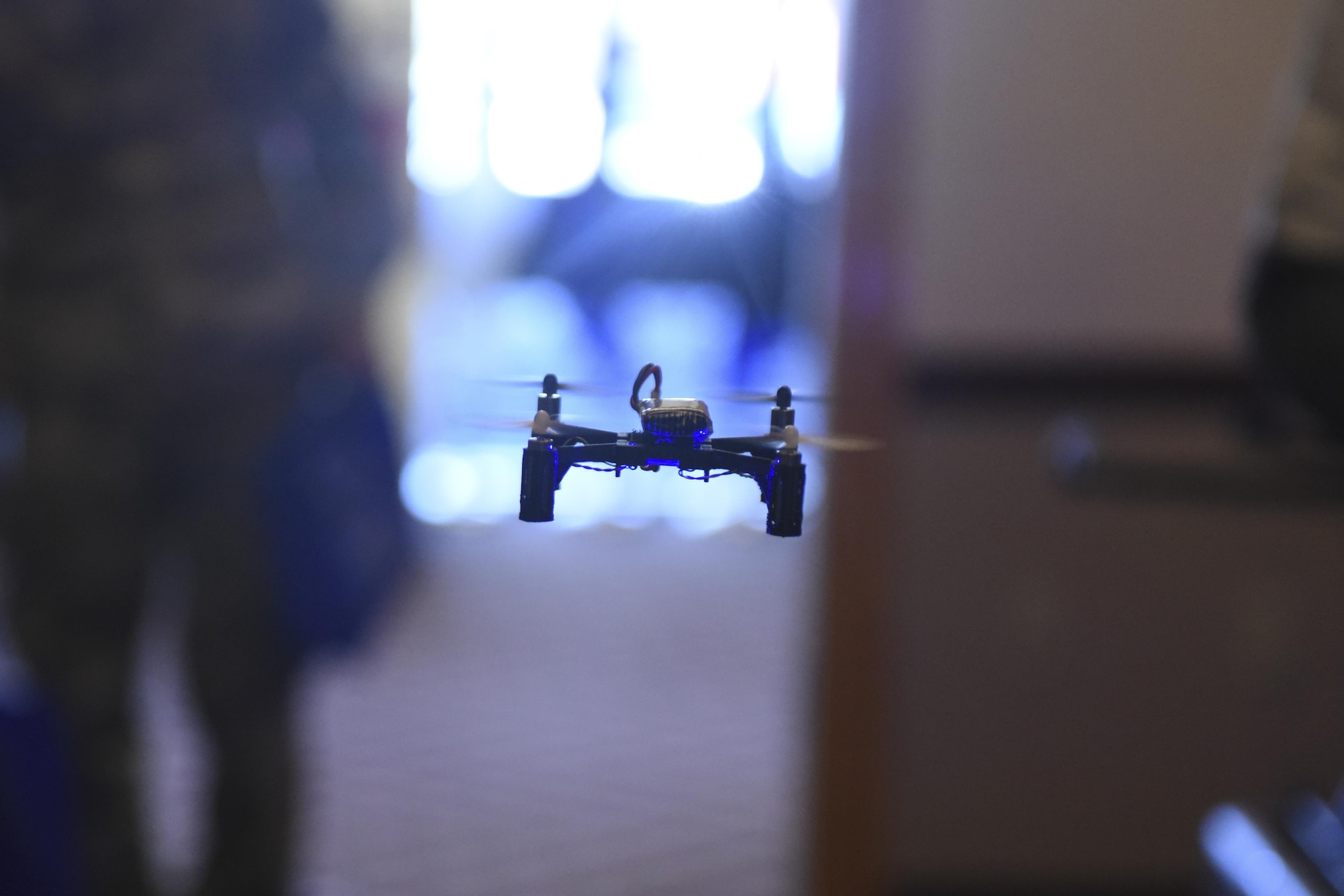 A 3-D printed drone is showcased at the Joint Base McGuire-Dix-Lakehurst technology expo here, March 9. Drones may play an integral role in the future of the United States military.